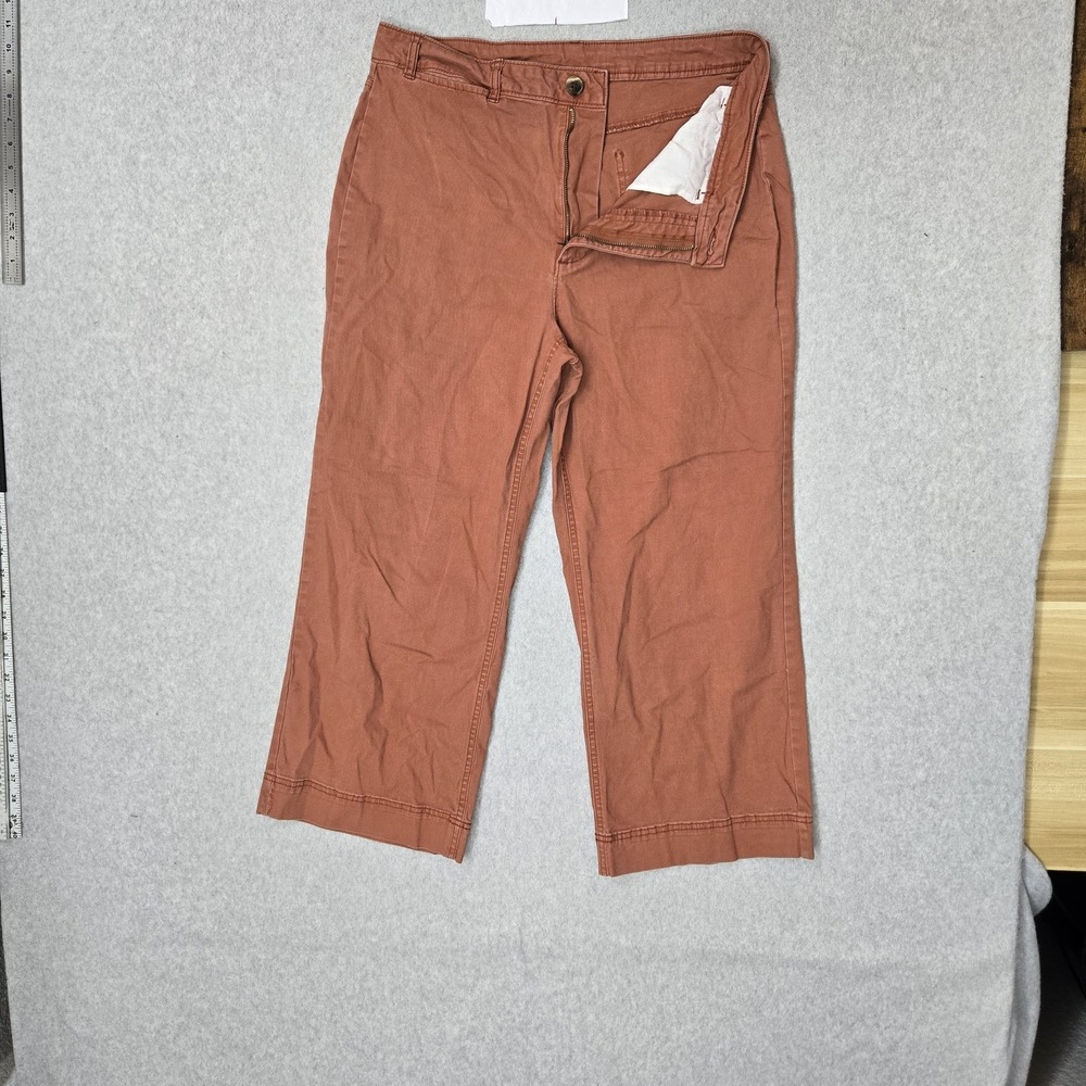 Old Navy Women‎ Pants 12 Brown Chino Twill High-Rise Wide-Leg Button Zipper 24"